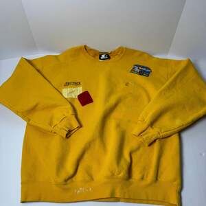 VTG Women’s M Starter Yellow Crewneck Patchwork Distressed Sweatshirt